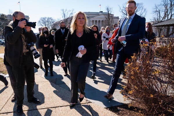 Representative Marjorie Taylor Greene of Georgia has compared mask and vaccine mandates to actions by the Nazis during the Holocaust.