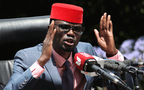 File image of Kimilili MP Didmus Barasa addressing journalists in Nairobi, Kenya. 