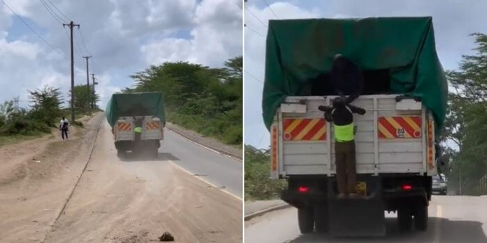 Watch Rogue Passenger Get Serious Beating While Hanging on a Speeding Lorry