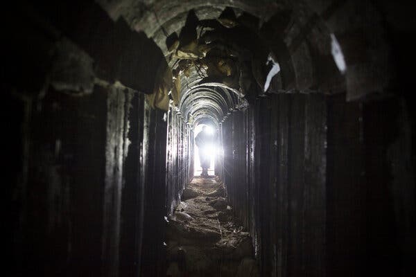 A tunnel in 2018 that Israel said was dug by the Islamic Jihad group at the Israel-Gaza border.
