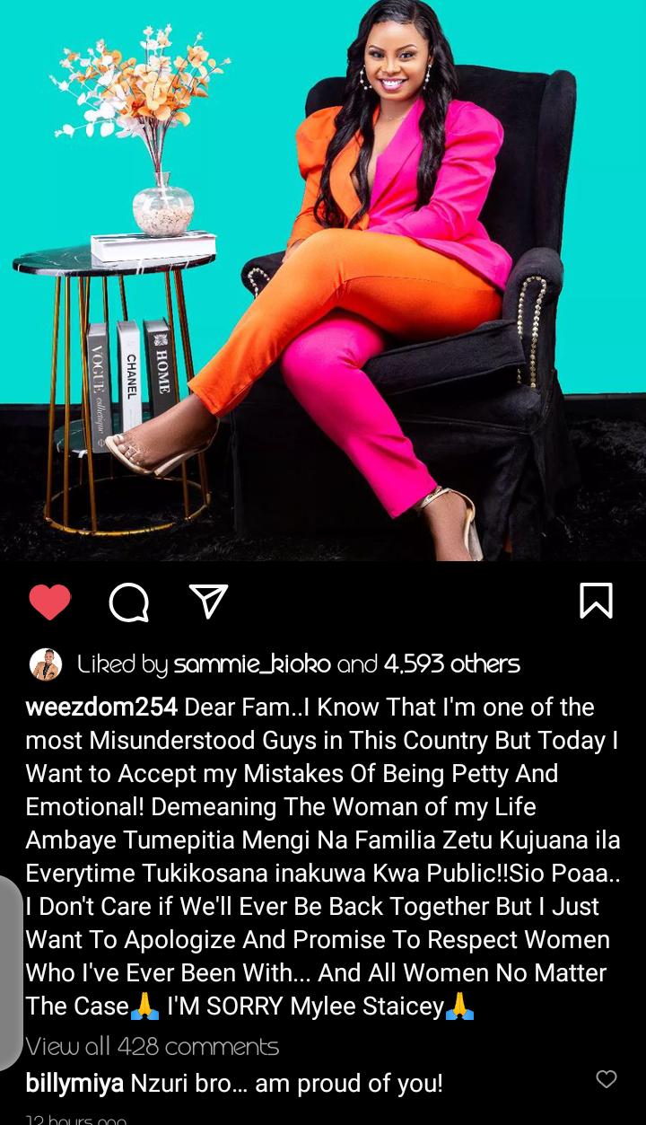 'I Promise To Respect Women'-Weezdom Apologizes To Ex-Girlfriend Mylee Staicey