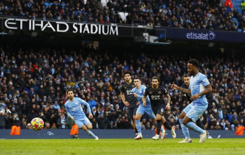 Sterling penalty earns leaders Man City win over 10-man Wolves : The standard Sports