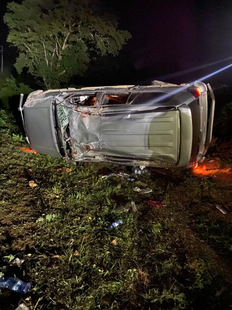 Rabai MP William Kamoti's vehicle that rolled along the Mombasa-Malindi highway on Sunday, May 29.