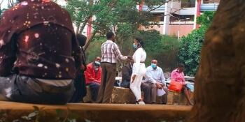 A man was seen separating the two actors in a prank video posted on YouTube by vlogger Cekyn Kym on January 10, 2022