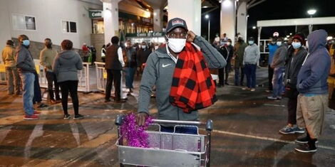 Olympic Marathoner Eliud Kipchoge arriving at the Jomo Kenyatta International Airport (JKIA) on Tuesday, August 10.