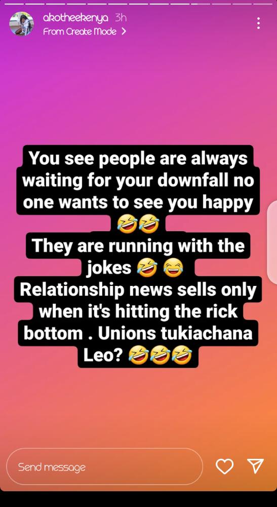 'Kwani Hamjui Jokes?' Akothee Says Break-Up Story With Nelly Oaks Was A Hoax (Screenshot)