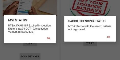Registration details of the matatu on NTSA's self-service app