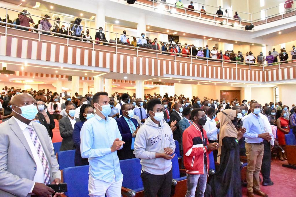 Inside the Mwai Kibaki Convention Centre at Mount Kenya University (MKU). 