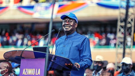 ODM leader Raila Odinga during the Azimio la Umoja Event at Kasarani on December 10,2021