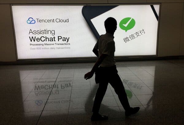 An advertisement for WeChat in Hong Kong. Late Thursday, the Trump administration announced sweeping restrictions on TikTok and WeChat.