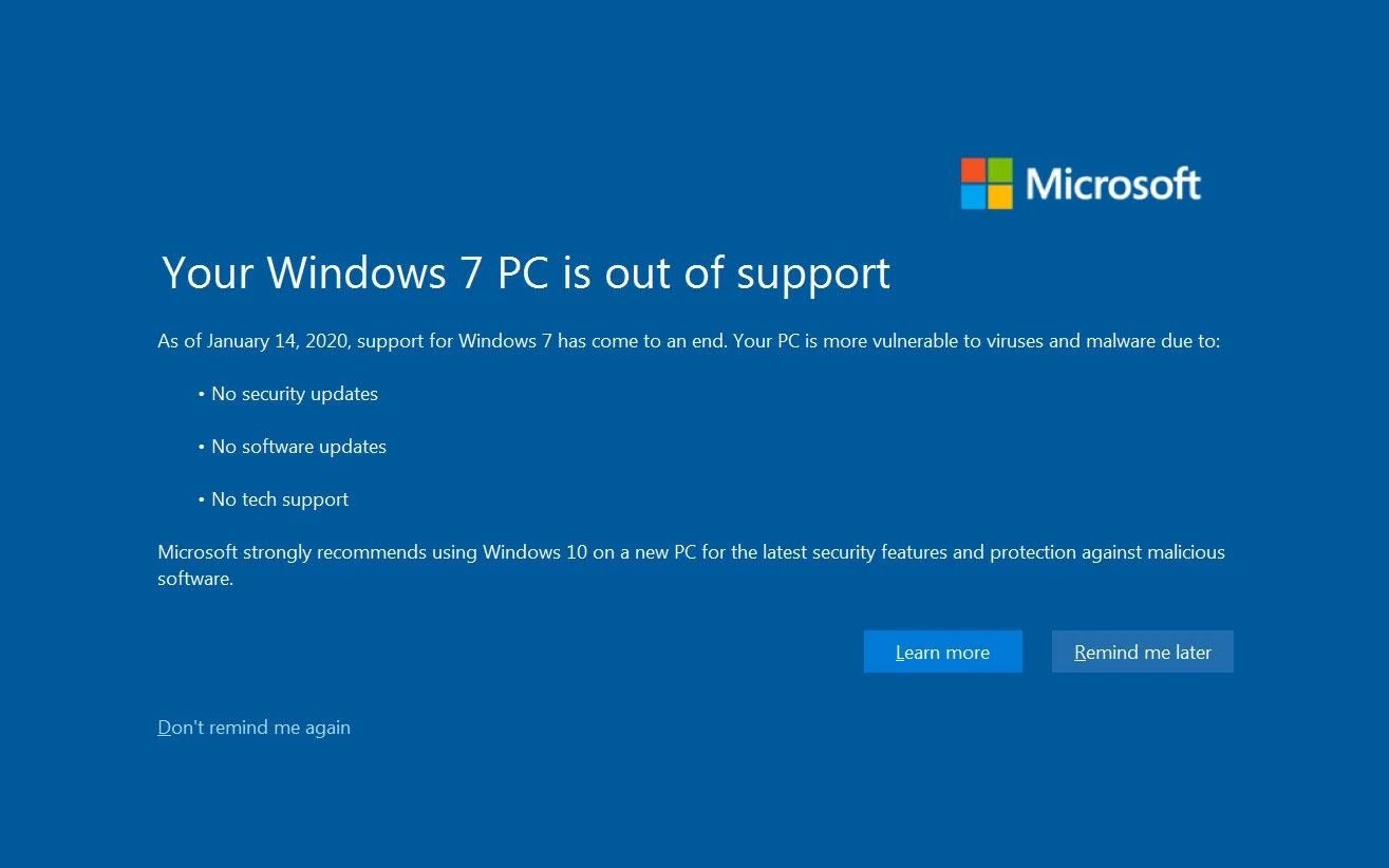 Microsft Bids Goodbye To Windows 7 After 10 Years