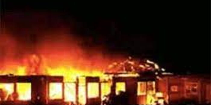 Fire Razes Down School on Reporting Day