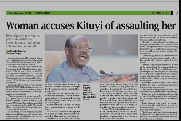 Presidential Candidate Mukhisa Kituyi Allegedly Beats Woman After Denying Him Sex