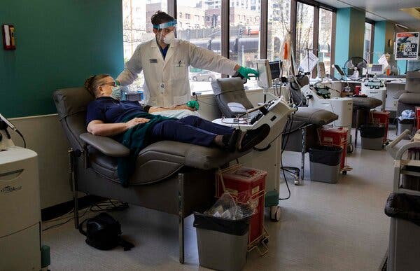 Donating plasma in Seattle in April. The Food and Drug Administration said plasma could serve as a treatment against coronavirus infections.