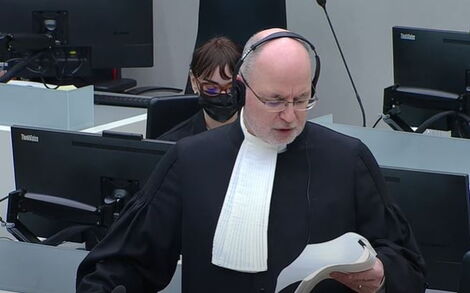 Senior Trial Lawyer Anton Steynberg during the witness tampering case against lawyer Paul Gicheru at the ICC on February 15, 2022.