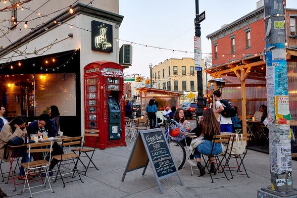 Customers dined outdoors at Good Bar in Brooklyn earlier this month.