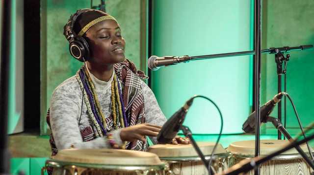 Female instrumentalists at an online concert