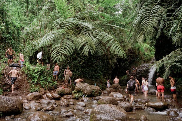 A popular tourist spot on Hawaii’s Maunawili trail. As surging Covid-19 cases strain hospitals, the Honolulu mayor declared restrictions on public gatherings and the governor asked tourists to stay away.