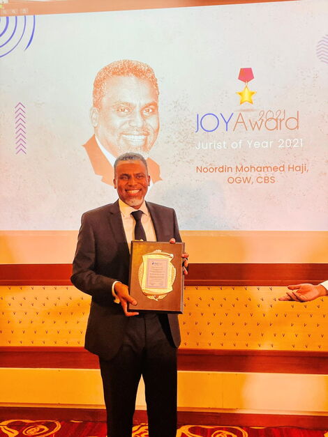 DPP Noordin Haji smiles after winning the Jurist of the Year 2021 on Friday, December 10, 2021