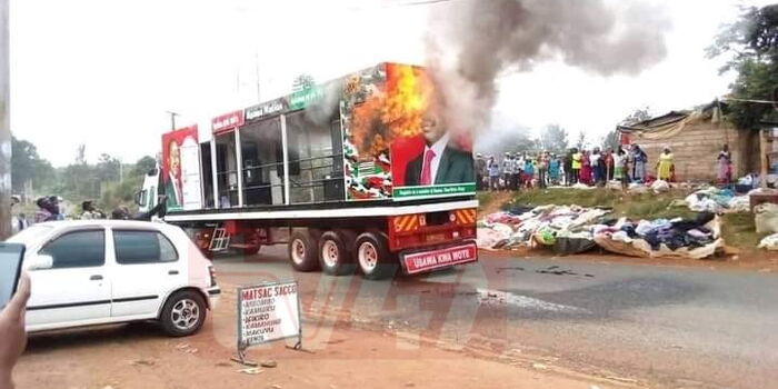 Mwangi Wa Iria's Campaign Truck Bursts into Flames
