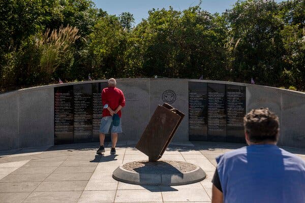 The memorial at Tobay Beach on Long Island is inscribed with the names of local residents who died on Sept. 11.
