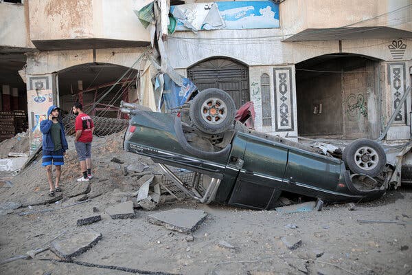 The aftermath of an Israeli airstrike in Gaza City.