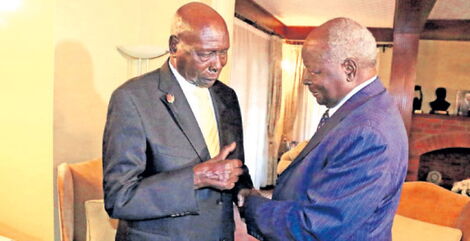 The late Daniel Arap Moi and Mwai Kibaki 