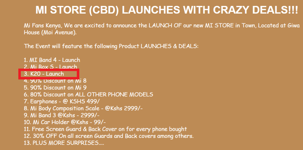 Xiaomi Redmi K20 arrives in Kenya this weekend
