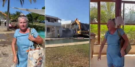 The hotel owner on Friday, February 18, watched as bulldozers demolished the property valued at millions of shillings amid a contested court battle with Royal Media Services (RMS) owner S.K Macharia.
