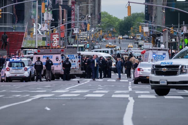 Times Square, where three people, including a toddler out toy shopping, were shot last Saturday.