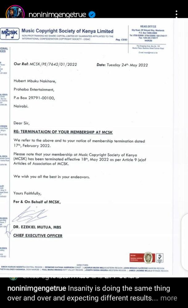 Nonini Terminates Membership With MCSK (Statement)