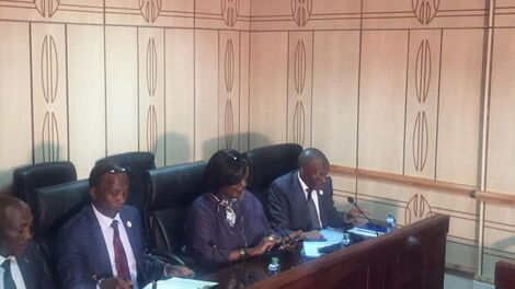 Cabinet Secretary Foreign Affairs Raychelle Omamo addressing a special parliamentary committee regarding the coronavirus on February 27, 2020.