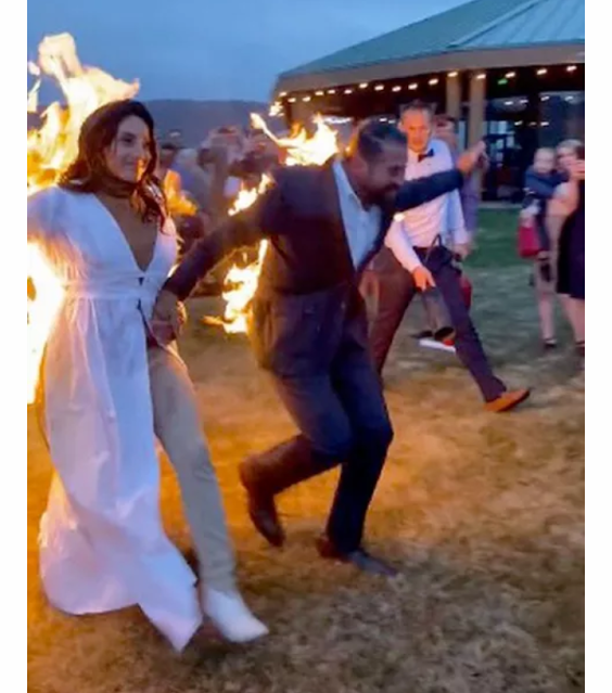 Ambyr Bambyr and Gabe Jessop set themselves on fire during their wedding day to entertain guests photos