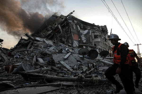 An office building in Gaza was leveled in an Israeli airstrike, after residents were warned to leave.