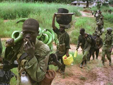 A file image of warriors in the Democratic Republic of Congo (DRC) where conflict has lasted for several years. 