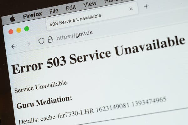 The British government’s main website was offline during the outage.