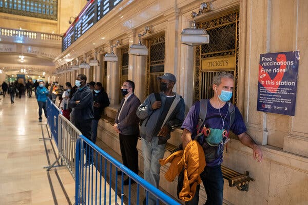 A free Covid-19 vaccination site in Grand Central Station in New York last month.