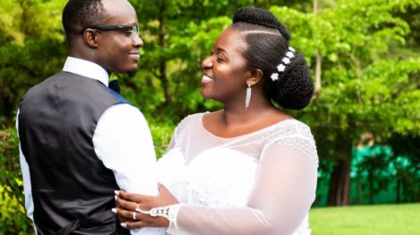 Dennis Opiyo Pape and Dianah Shimanyula during their wedding last Saturday