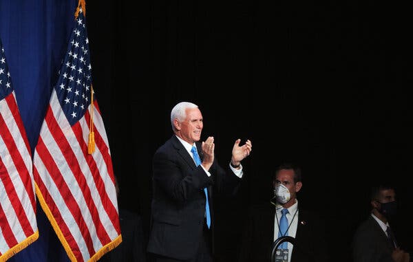 Vice President Mike Pence’s speech came as delegates formally cast their votes for President Trump at the opening-day roll call in Charlotte.