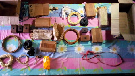 The explosive devices recovered following a raid in Eldoret on July 11, 2020.