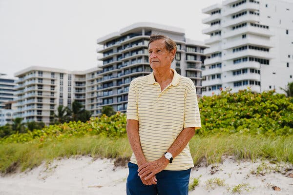 Philip Zyne outside his condo building, Champlain Towers North, which is the sister building to the Champlain Towers South.