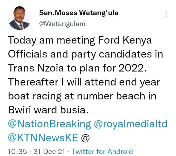 Wetangula Plans To Abscond Malala’s Rally? Latest Details Emerge On Wetangula’s Busy Schedule Ahead of Malala’s Mumias Event