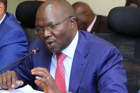 Cabinet Secretary Labour & Social Protection, Simon Chelugui speaks during a press conference.