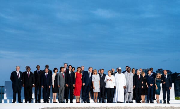 World leaders at a Group of 7 summit in Biarritz, France, in August 2019, the last time the gathering was held in person.