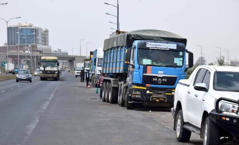 Vehicles parked along Southern Bypass in Nairobi.