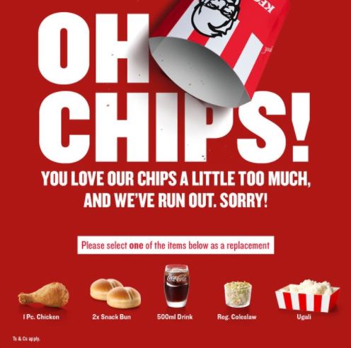 Fury after KFC offers ugali after running out of imported potatoes for chips