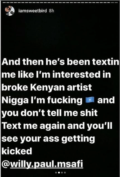 Leaked :Willy Paul exposed, rejected by Somali Beauty (screenshots) – Weekly Citizen