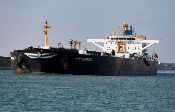 An oil tanker moving through the Suez Canal last week. 