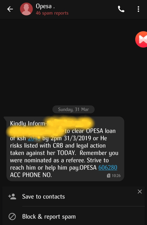 O-Kash, OPesa loan apps will text or call your contacts if you default – and it’s well documented