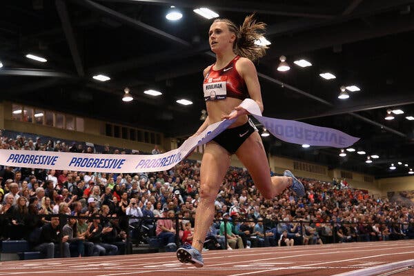 Shelby Houlihan won the Women's 1500 Meter final during the 2020 Toyota USATF Indoor Championships last year.